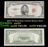 1953 $5 Red Seal United States Note Grades Select AU