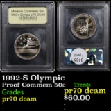 Proof 1992-S Olympic Modern Commem Half Dollar 50c Graded GEM++ Proof Deep Cameo BY USCG