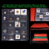 20 Collectible Coins Including Silver, Mercury, Barber, Bust, Flying Eagle, Indian, Large Cent, Proo