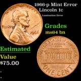 1966-p Lincoln Cent Mint Error 1c Grades Choice Unc BN