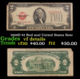 1928D $2 Red seal United States Note Grades vf details