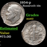 1954-p Roosevelt Dime Mint Error Clipped Planchet 10c Grades Select Unc