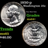 1950-p Washington Quarter 25c Grades Choice+ Unc