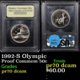 Proof 1992-S Olympic Modern Commem Half Dollar 50c Graded GEM++ Proof Deep Cameo BY USCG