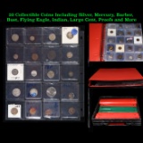 20 Collectible Coins Including Silver, Mercury, Barber, Bust, Flying Eagle, Indian, Large Cent, Proo