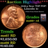 ***Auction Highlight*** 1948-p Lincoln Cent Near TOP POP! 1c Graded ms66+ rd By SEGS (fc)