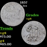 1857 Three Cent Silver 3cs Grades vg, very good