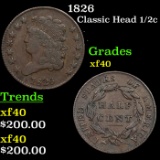 1826 Classic Head half cent 1/2c Grades xf