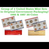 Group of 2 United States Mint Set in Original Government Packaging! From 1986-1987 with 20 Coins Ins