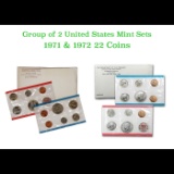 Group of 2 United States Mint Set in Original Government Packaging! From 1971-1972 with 22 Coins Ins