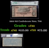 1864 $10 Confederate Note, T68 Graded vf30 By PMG