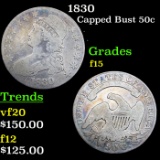 1830 Capped Bust Half Dollar 50c Grades f+