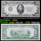 1934 $20 Green Seal Federal Reserve Note (New York NY) Grades vf+