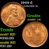 1944-d Lincoln Cent 1c Grades GEM++ RD