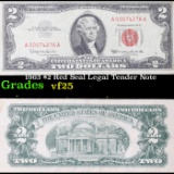 1963 $2 Red Seal Legal Tender Note Grades vf+