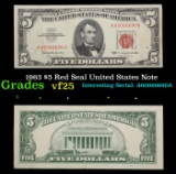 1963 $5 Red Seal United States Note Grades vf+