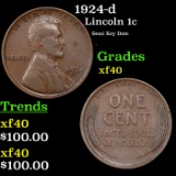 1924-d Lincoln Cent 1c Grades xf