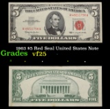 1963 $5 Red Seal United States Note Grades vf+