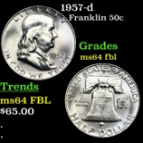 1957-d Franklin Half Dollar 50c Grades Choice Unc FBL