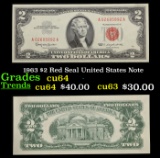 1963 $2 Red Seal United States Note Grades Choice CU