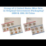 Group of 2 United States Mint Set in Original Government Packaging! From 1980-1981 with 26 Coins Ins