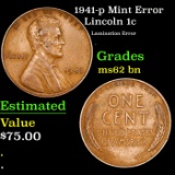 1941-p Lincoln Cent Mint Error 1c Grades Select Unc BN