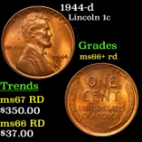 1944-d Lincoln Cent 1c Grades GEM++ RD