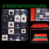 20 Collectible Coins Including Silver, Mercury, Barber, Bust, Flying Eagle, Indian, Large Cent, Proo