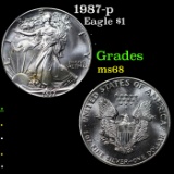 1987-p Silver Eagle Dollar $1 Grades GEM+++ Unc