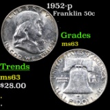 1952-p Franklin Half Dollar 50c Grades Select Unc