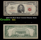 1963 $5 Red Seal United States Note Grades f+