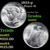 1 1923-p Peace Dollar $1 Grades Choice+ Unc Grades