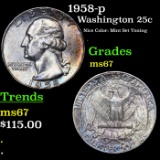 1958-p Washington Quarter 25c Grades GEM++ Unc