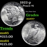 1922-p Peace Dollar $1 Grades Choice+ Unc