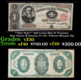 **Star Note** 1891 Large Size $1 Treasury Note Edwin M Stanton Fr-351. Tillman-Morgan Sig Grades vf+