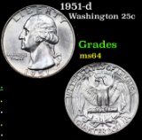 1951-d Washington Quarter 25c Grades Choice Unc