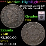 ***Auction Highlight*** 1812 Small Date Braided Hair Large Cent S-290 1c Graded vf35 By SEGS (fc)