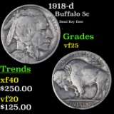 1918-d Buffalo Nickel 5c Grades vf+