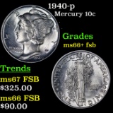 1940-p Mercury Dime 10c Grades GEM++ FSB