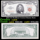 1963 $5 RedSeal United States Note Grades Choice CU