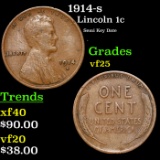 1914-s Lincoln Cent 1c Grades vf+