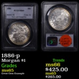 PCGS 1886-p Morgan Dollar $1 Graded ms65 By PCGS