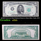 1950B $5 Green Seal Federal Reserve Note (New York, NY) Grades vf+