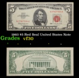 1963 $5 Red Seal United States Note Grades vf++