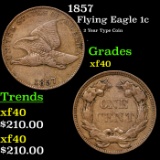 1857 Flying Eagle Cent 1c Grades xf