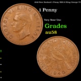 1946 New Zealand 1 Penny KM-13 King George VI Grades Choice AU/BU Slider