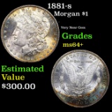 1881-s Morgan Dollar Rainbow Toned $1 Grades Choice+ Unc