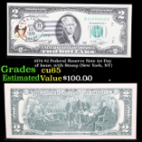 1976 $2 Federal Reserve Note 1st Day of Issue, with Stamp (New York, NY) Grades Gem CU