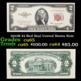 1953B $2 Red Seal United States Note Grades Gem CU
