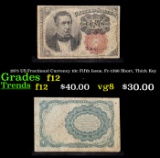 1875 US Fractional Currency 10c Fifth Issue, Fr-1266 Short, Thick Key Grades f, fine